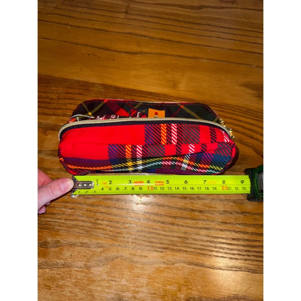 Estee Lauder Red Plaid Makeup Bag Collegiate Crest Travel Cosmetic Case Pouch‎